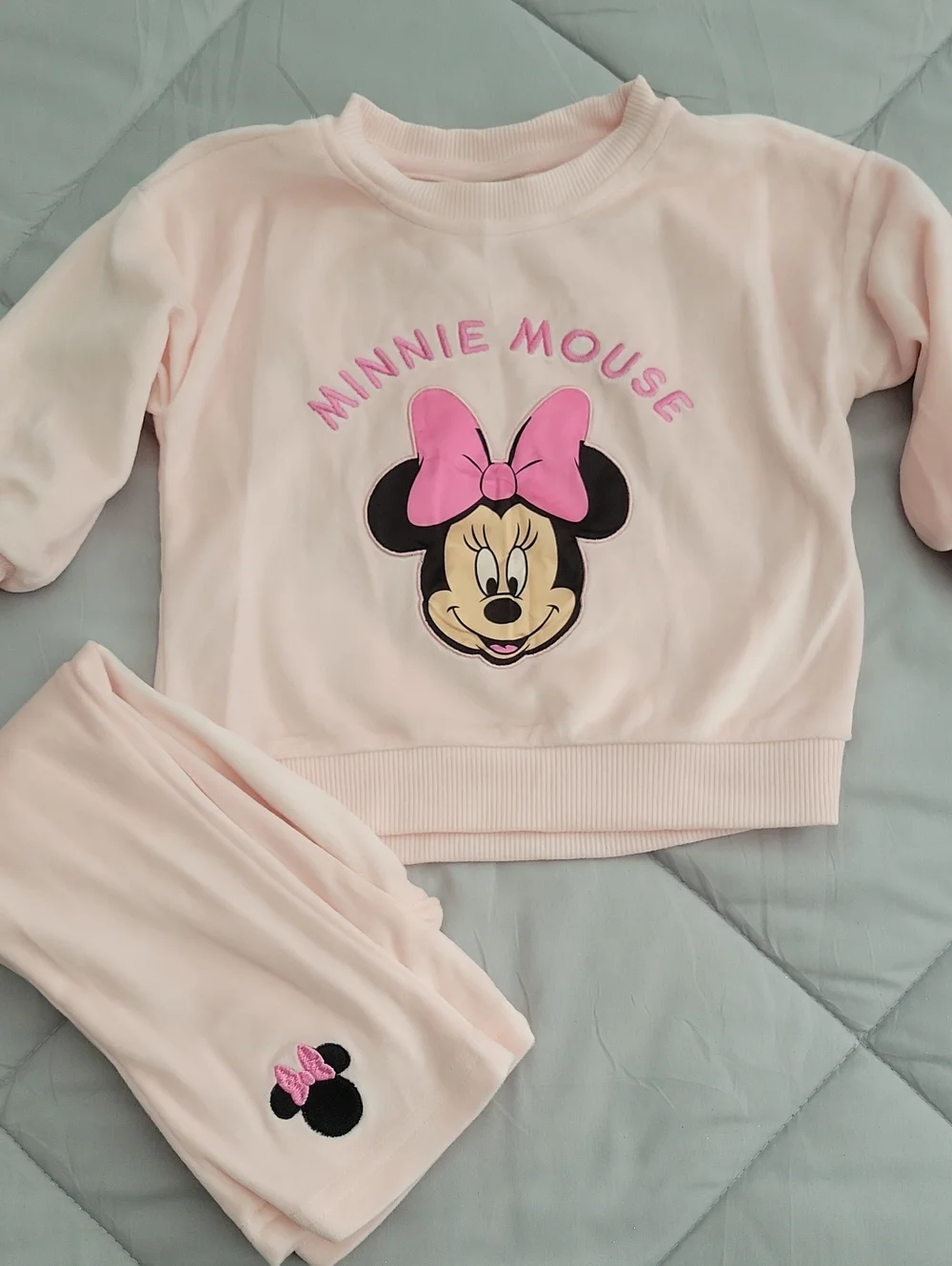 Disney Minnie Mouse Light Pink Pajama Set with Bow Graphic